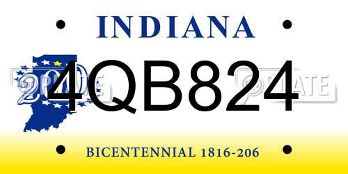 4QB824 Indiana License Plate
