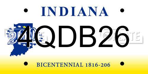 4QDB26 Indiana License Plate