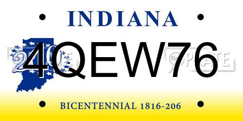 4QEW76 Indiana License Plate