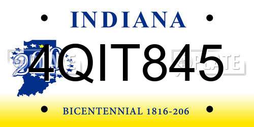 4QIT845 Indiana License Plate
