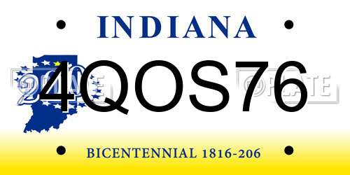 4QOS76 Indiana License Plate