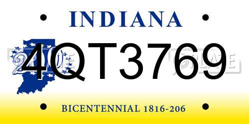 4QT3769 Indiana License Plate