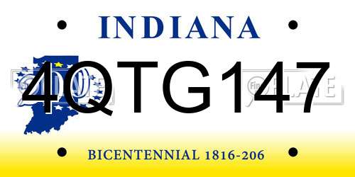 4QTG147 Indiana License Plate