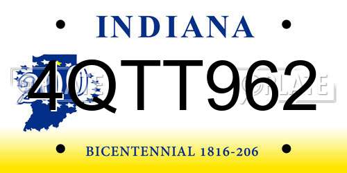 4QTT962 Indiana License Plate
