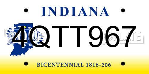 4QTT967 Indiana License Plate