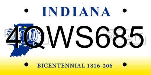 4QWS685 Indiana License Plate