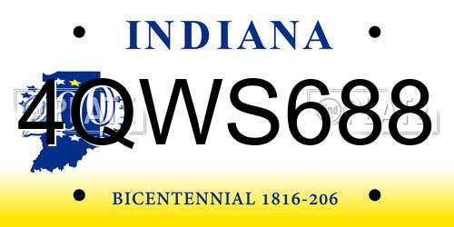 4QWS688 Indiana License Plate