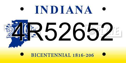 4R52652 Indiana License Plate