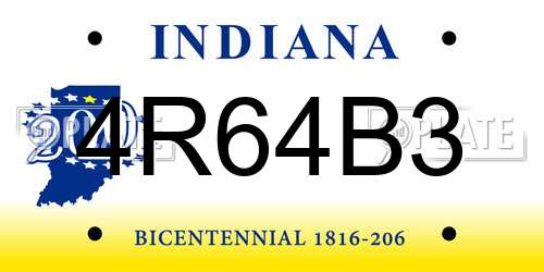 4R64B3 Indiana License Plate