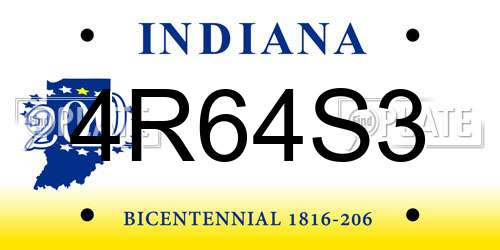 4R64S3 Indiana License Plate