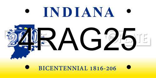 4RAG25 Indiana License Plate