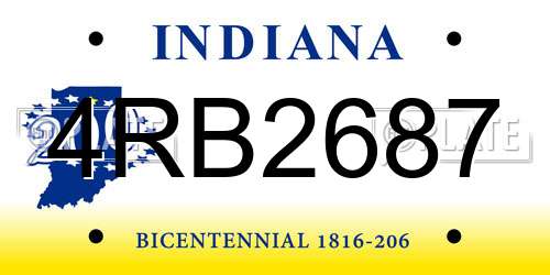 4RB2687 Indiana License Plate