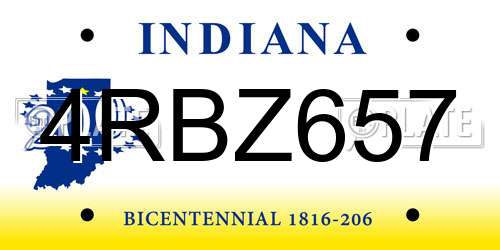 4RBZ657 Indiana License Plate