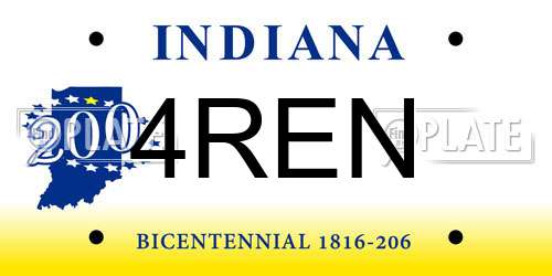 4REN Indiana License Plate