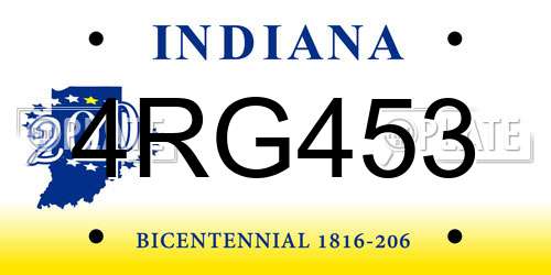 4RG453 Indiana License Plate