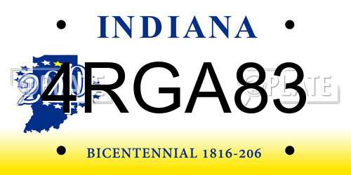 4RGA83 Indiana License Plate