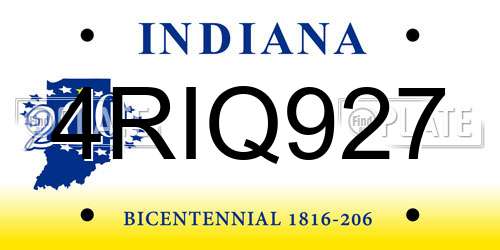4RIQ927 Indiana License Plate