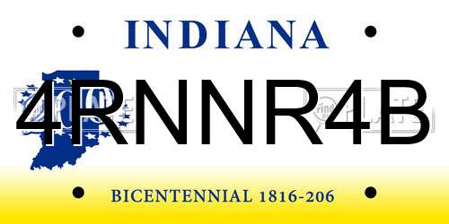 4RNNR4B Indiana License Plate