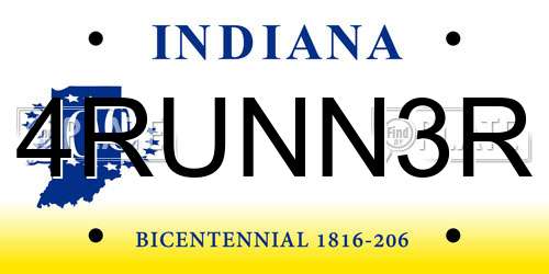 4RUNN3R Indiana License Plate