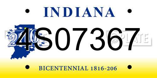 4S07367 Indiana License Plate