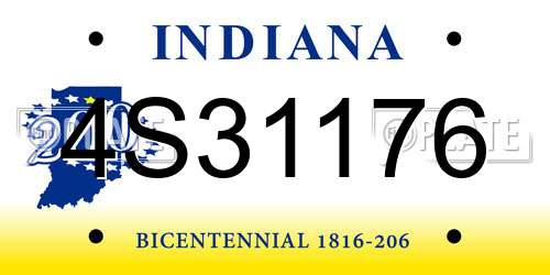 4S31176 Indiana License Plate