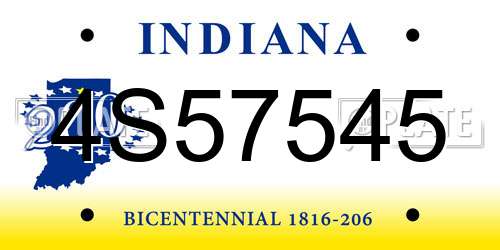4S57545 Indiana License Plate