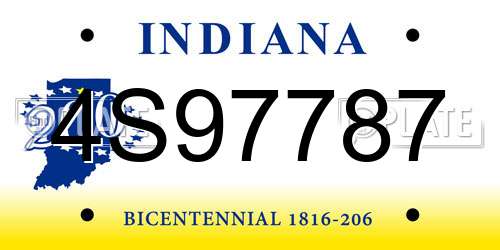 4S97787 Indiana License Plate