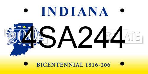 4SA244 Indiana License Plate