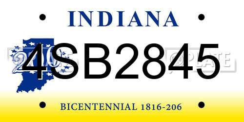 4SB2845 Indiana License Plate