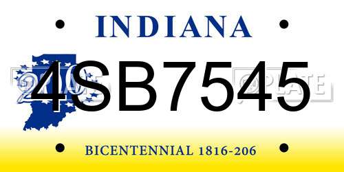 4SB7545 Indiana License Plate