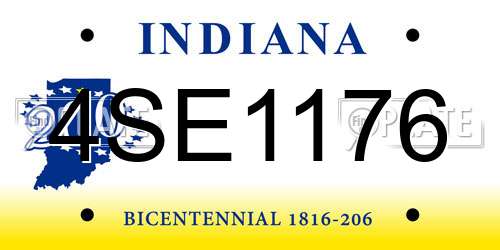 4SE1176 Indiana License Plate