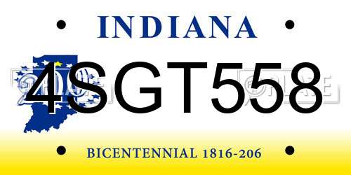 4SGT558 Indiana License Plate