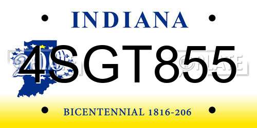 4SGT855 Indiana License Plate