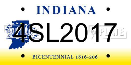 4SL2017 Indiana License Plate