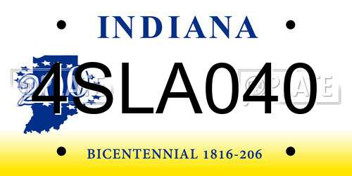 4SLA040 Indiana License Plate
