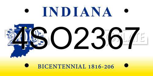 4SO2367 Indiana License Plate