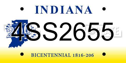 4SS2655 Indiana License Plate