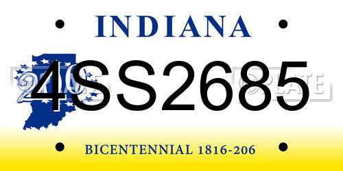 4SS2685 Indiana License Plate