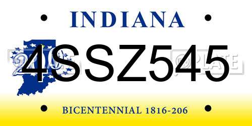 4SSZ545 Indiana License Plate