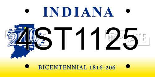 4ST1125 Indiana License Plate