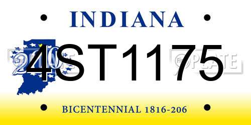 4ST1175 Indiana License Plate