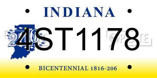 4ST1178 Indiana License Plate