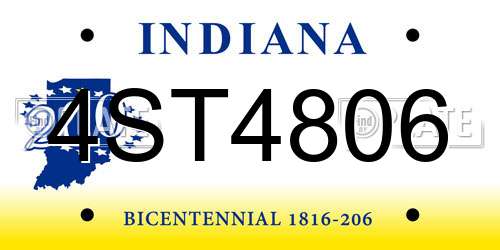 4ST4806 Indiana License Plate