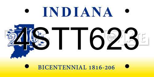 4STT623 Indiana License Plate