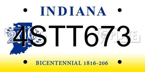 4STT673 Indiana License Plate