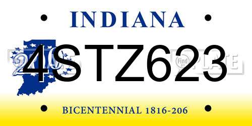 4STZ623 Indiana License Plate