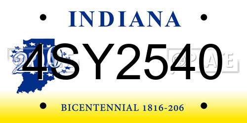4SY2540 Indiana License Plate