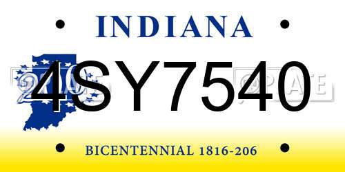 4SY7540 Indiana License Plate