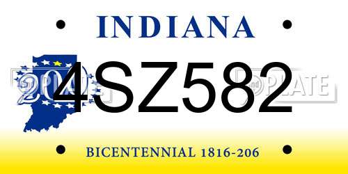 4SZ582 Indiana License Plate