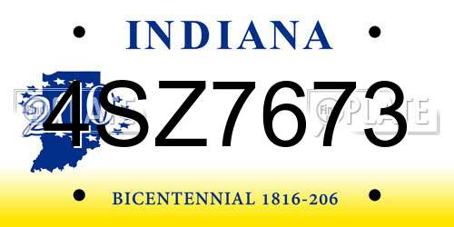 4SZ7673 Indiana License Plate